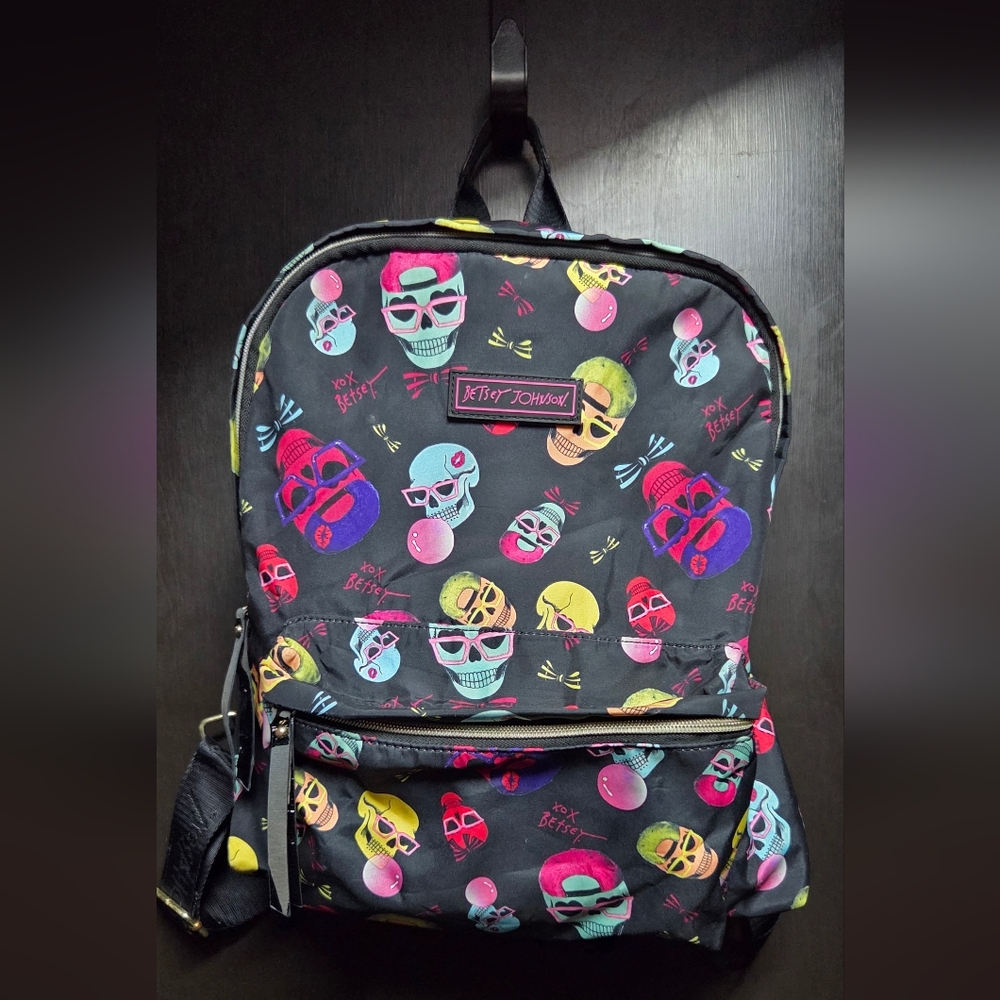 Y2k Betsey Johnson Skull Print Backpack